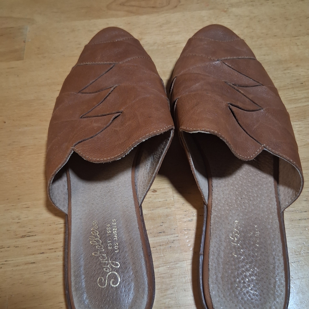 Seychelles Brown Leather Mules